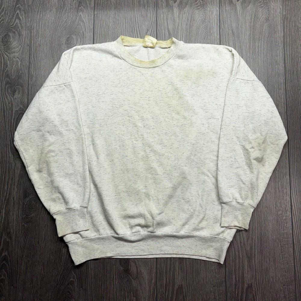 Vintage 1980s Grey Blank Raglan Sweatshirt Medium M Faded True Vintage Soft